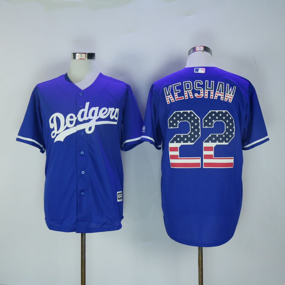 Men Los Angeles Dodgers #22 Kershaw Blue National flag MLB Jerseys->los angeles dodgers->MLB Jersey